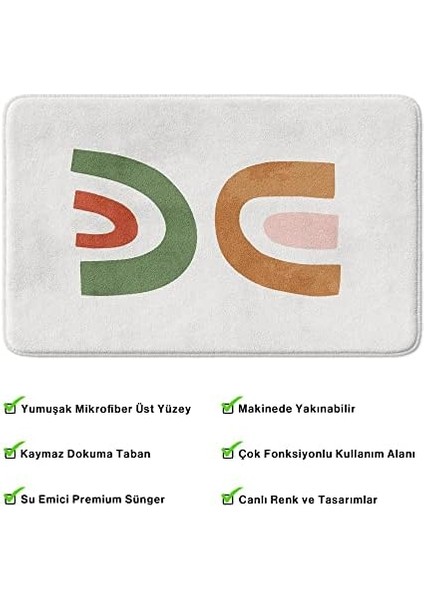 Sevimli Tasarımlı Mikrofiber Banyo Paspası, Kaymaz Taban, Makinede Yıkanabilir, Banyo Halısı (73_BPSM, 2'li Takım)