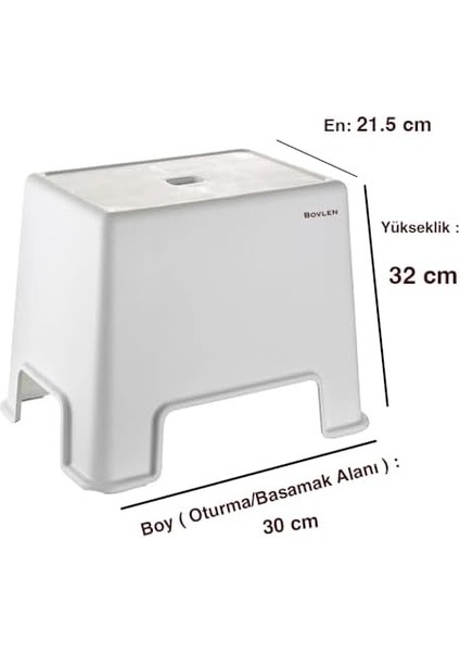 Banyo Taburesi - 150 kg Taşıma Kapasiteli Kaydırmaz Banyo Taburesi - Çocuk Taburesi - Basamak Tabure - 1. Sınıf Sert Plastik 21.5x 30 x 32 cm