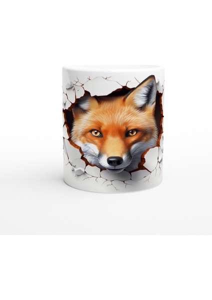 Duvarı Delen Bakışlar: Kızıl Tilki Desenli Baskılı Kupa Bardak
