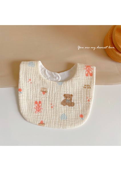 Salya Akıtan Havlu Pamuklu Gazlı Bez Önlük Önlük Su Geçirmez Tükürük Önlüğü U-Şekli (Yurt Dışından)