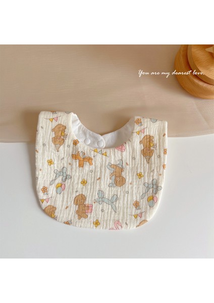 Salya Akıtan Havlu Pamuklu Gazlı Bez Önlük Önlük Su Geçirmez Tükürük Önlüğü U-Şekli (Yurt Dışından)