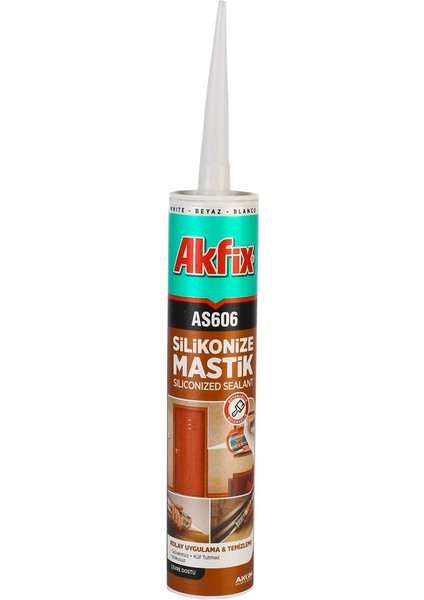 Beyaz Akfix AS606 Silikonize Mastik