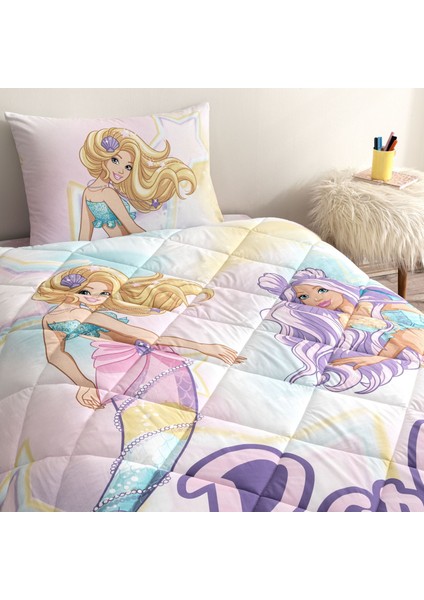 Lisanslı Barbie Mermaid Tek Kişilik Pamuk Yorgan Seti fiyatları