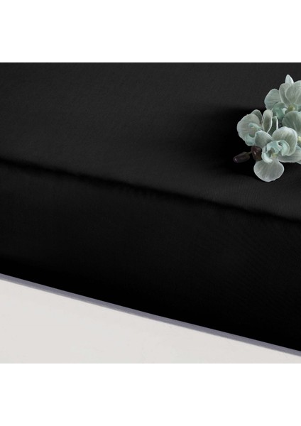 Mix&Match Pamuk Saten King Size Lastikli Çarşaf Siyah