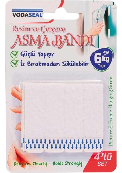 Resim ve Çerçeve Asma Bandı 6 Kg. - Şeffaf - 4 Adetli Set