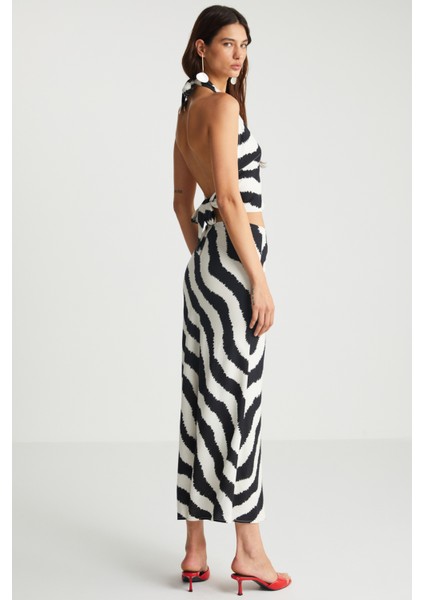 Zebra Desenli Uzun Etek
