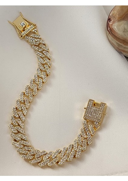 Gurmet Kilit Modelzirkon Taşlı Gold Bileklik indirimleri