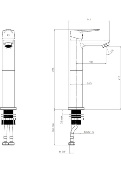 Estreia Yüksek Lavabo Bataryası A5A377EC0K