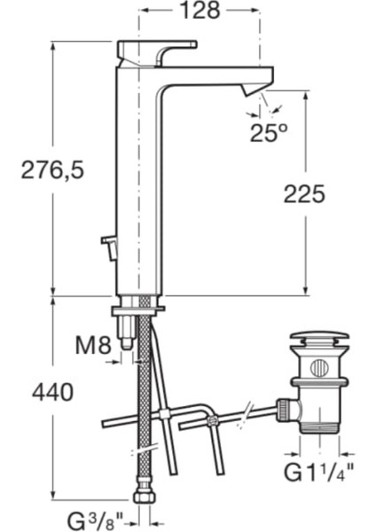 L90 Sifon Kumandalı Yüksek Lavabo Bataryası