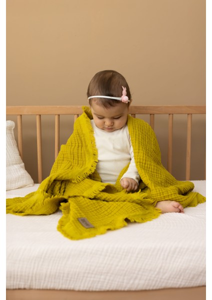 Yağyeşil 4 Katlı Müslin Bebek Müslin Çocuk Müslin %100 Pamuk 110x110cm AĞIZ MENDİLİ HEDİYE