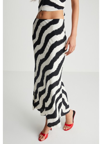 Zebra Desenli Uzun Etek