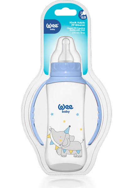 Klasik Kulplu PP Biberon 270 ml - MAVİ
