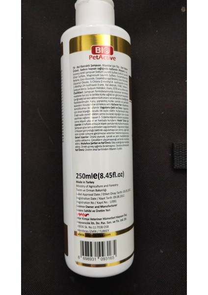 Biopetactive Natural Honey Shampoo- (Doğal Bal Özlü Köpek Şampuan) 250 Ml