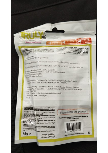 Truly Jerky Ördek ve Geyik Etli Yumuşak Köpek Ödül Maması 90GR