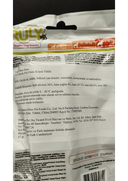 Truly Jerky Ördek ve Geyik Etli Yumuşak Köpek Ödül Maması 90GR