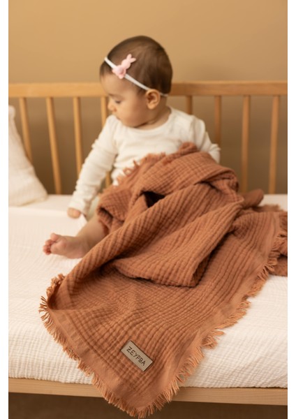 Gri 4 Katlı Müslin Bebek&çocuk Müslin Battaniye