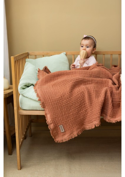 Gri 4 Katlı Müslin Bebek&çocuk Müslin Battaniye