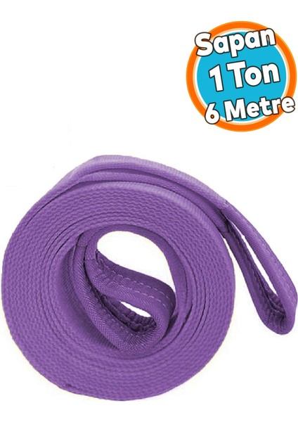 Polyester Spanzet Sapan Lila Renk 1 Ton 6 Metre Sağlam Yük Kaldırma Taşıma Indirme Halat