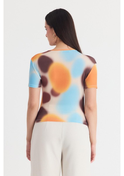 Sarı Desenli Büzgülü Sandy Bluz 12303 indirimleri