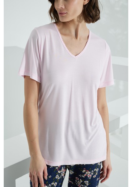 Bambu Soft Kumaş Kısa Kol Kapri Takım 71041