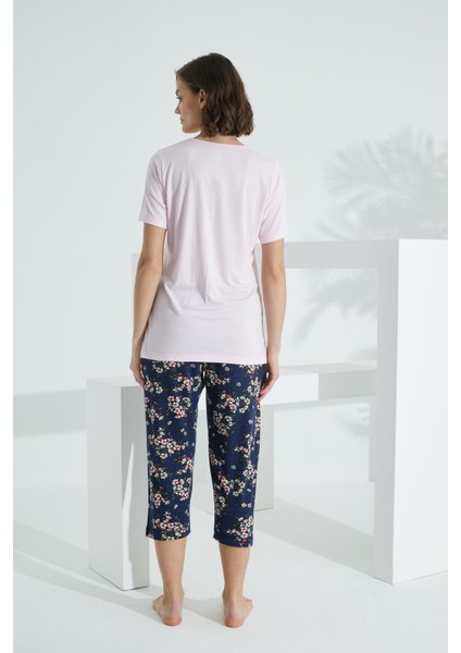 Bambu Soft Kumaş Kısa Kol Kapri Takım 71041