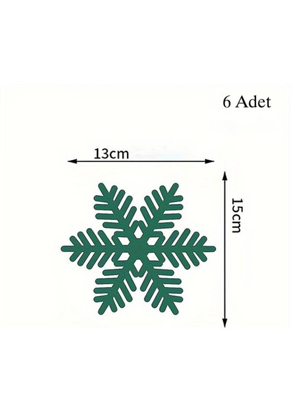 6'lı Kar Tanesi Keçe Bardak Altlığı 13X15CM - Yeşil