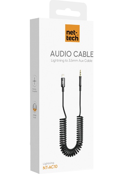 NT-AC10 Plastik 100 cm Jack To Lightning Aux Kablo