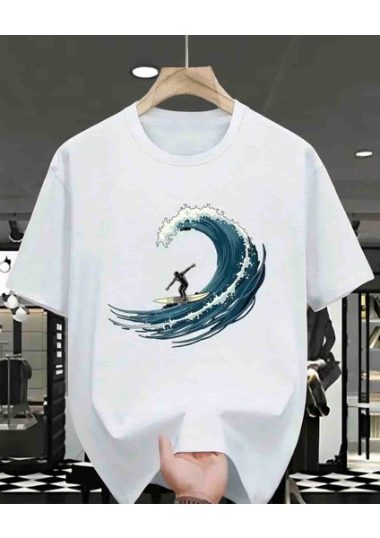 Sörf Baskılı Özel Tasarım Oversize Tshirt