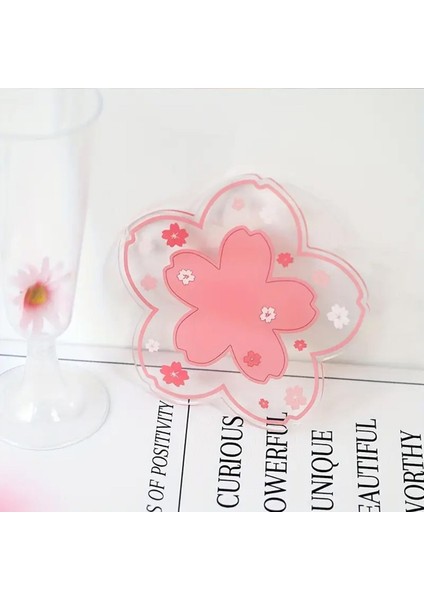 6'lı Kiraz Çiçeği Desenli Pleksi Bardak Altlığı 11,5cm fiyatları