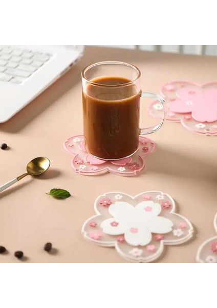 6'lı Kiraz Çiçeği Desenli Pleksi Bardak Altlığı 11,5cm modelleri