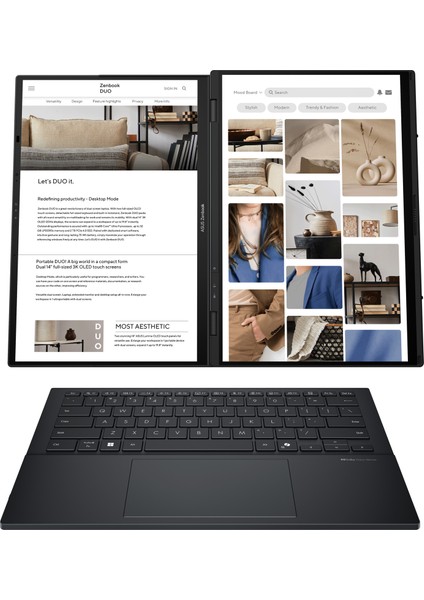 Zenbook Duo UX8406 UX8406CA-PZ210W Intel Ultra 9 285H 32GB Ram 2tb SSD 14 Inç OLED Dokunmatik Windows 11 Taşınabilir Bilgisayar