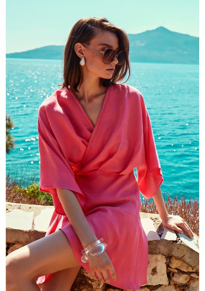 Pembe Kimono Elbise