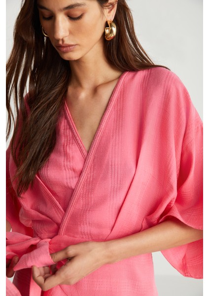 Pembe Kimono Elbise