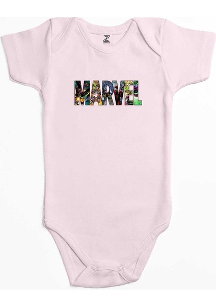 Marvel Heroes In Post Pembe Renk Bebek Body Zıbın