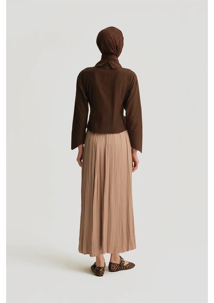 Kırışık Saten Etek 25YH5601 Bej fırsatları