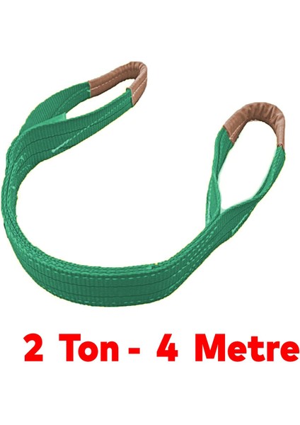Yük Kaldırma Polyester Spanzet Sapan Yeşil Renk 2 Ton 4 Metre Sağlam Taşıma Indirme Araç Çekme Halat