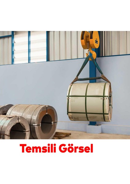 Yük Kaldırma Polyester Spanzet Sapan Yeşil Renk 2 Ton 4 Metre Sağlam Taşıma Indirme Araç Çekme Halat
