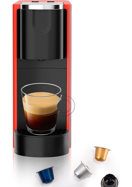 Ox-Pro Kırmızı Espresso Kapsül Kahve Makinesi
