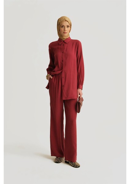 Modal Straight Pantolon 25YD4224-2 Bordo