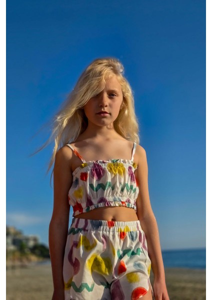 Nora Desenli Kız Çocuk Crop Top