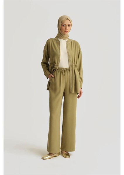 Lastikli Tencel Pantolon 25YD4229-2 Haki