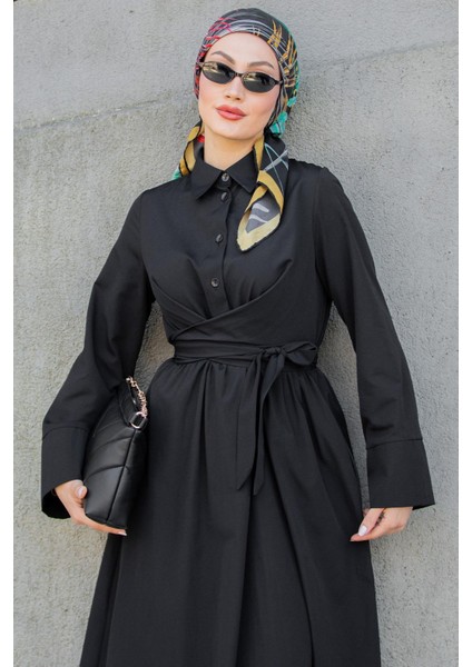 Ispanyol Kol Detaylı Cotton Elbise-Siyah fiyatları