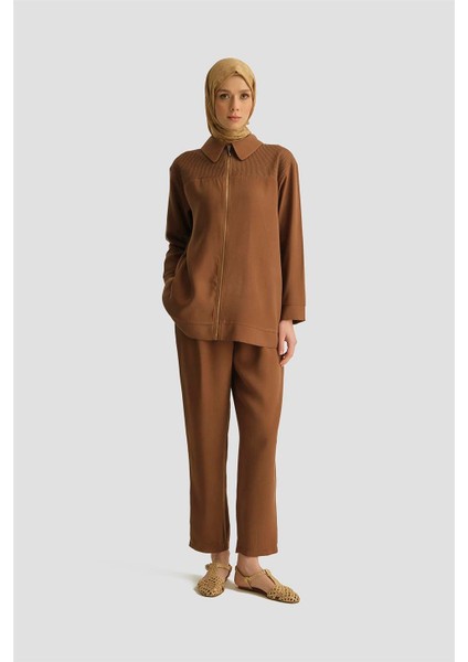 Tencel Havuç Pantolon 25YD4228-2 Kahverengi