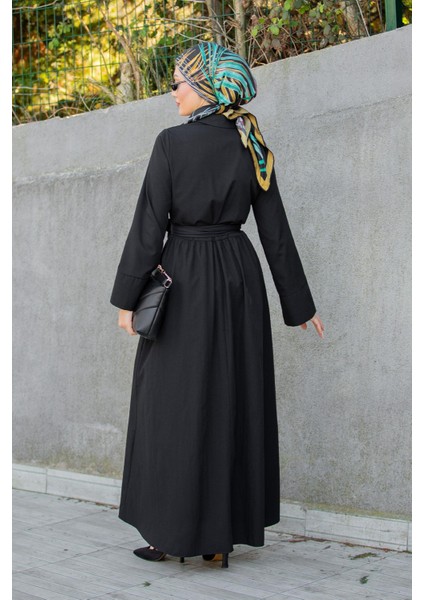 Ispanyol Kol Detaylı Cotton Elbise-Siyah fırsatları