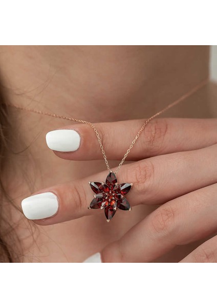 Özel Kutu ve Gümüş Bezi ile ​​gümüş Rose Kırmızı Lotus Çiçeği Kolye