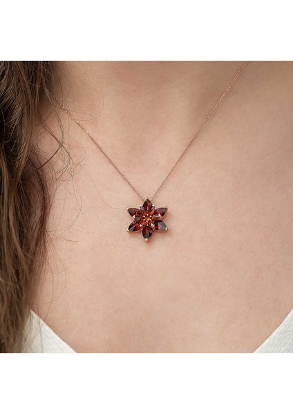 Özel Kutu ve Gümüş Bezi ile ​​gümüş Rose Kırmızı Lotus Çiçeği Kolye
