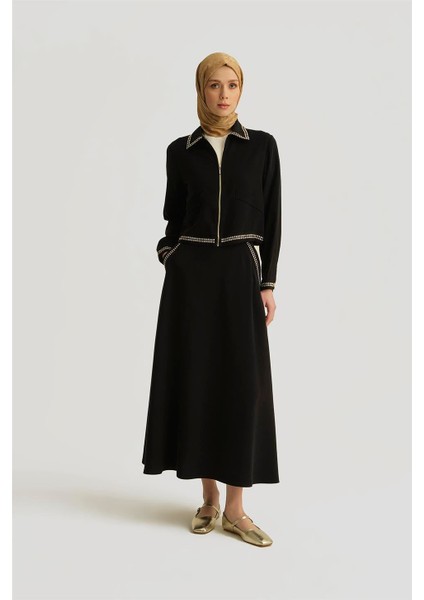 Trok Detaylı Tencel Ceket 25YD4227-1 Siyah fiyatları