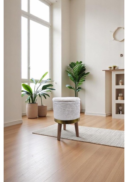 Mini Bej Krem Baby Puf Kadife Kumaş Dekoratif Sandıklı Ahşap Ayaklı 40x25 Cm indirimleri