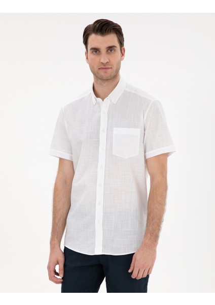 Erkek Beyaz Regular Fit Kısa Kollu Gömlek 50302730-VR013