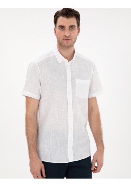 Erkek Beyaz Regular Fit Kısa Kollu Gömlek 50302730-VR013
